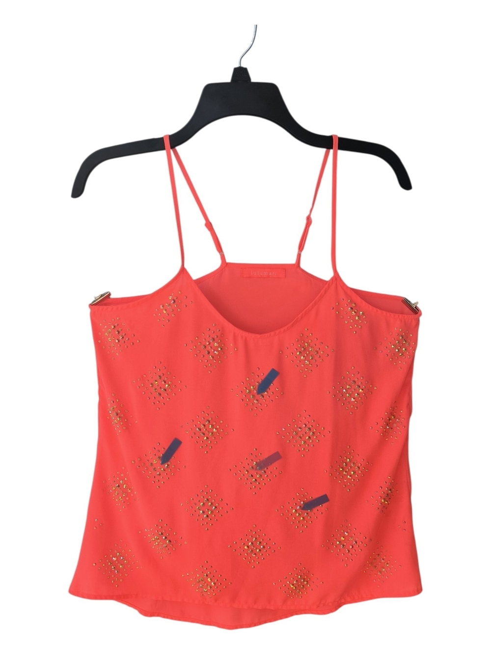 Lulumari Neon Orange Adjustable Spaghetti Strap Sparkle Camisole M - Picture 6 of 7